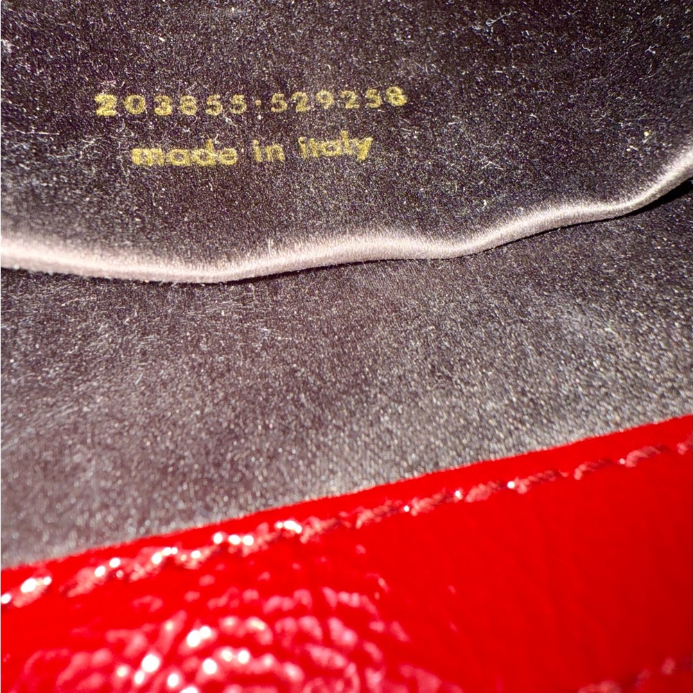 SAINT LAURENT  Textured Patent Monogram Large Belle De Jour Clutch Patent Red. - Picture 8 of 8